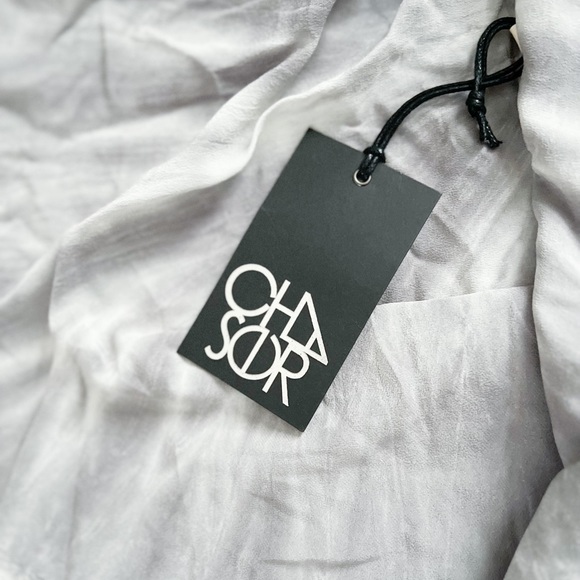 NWT- CHASER Gray & White Tie Dye Strappy Back Tank Top - Picture 3 of 8